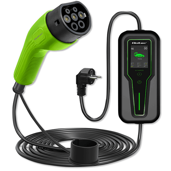 Qoltec Mobile EV nabíjačka 2v1 Type2 3,5 kW 230V LCD